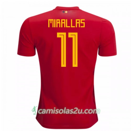 Camisolas de Futebol Bélgica Mirallas 11 Equipamento Principal Copa do Mundo 2018 Manga Curta Camisolas de Futebol Bélgica Mirallas 11 Equipamento Principal Copa do Mundo 2018 Manga Curta